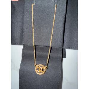 Chanel CC Logo Rope Pendant Necklace - Gold-Tone